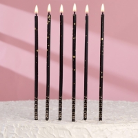 Набор свечей в торт, 6 штук "Исполнение желаний", 16,5 см, чёрный с золотом Набор свечей в торт, 6 штук "Исполнение желаний", 16,5 см, чёрный с золотом