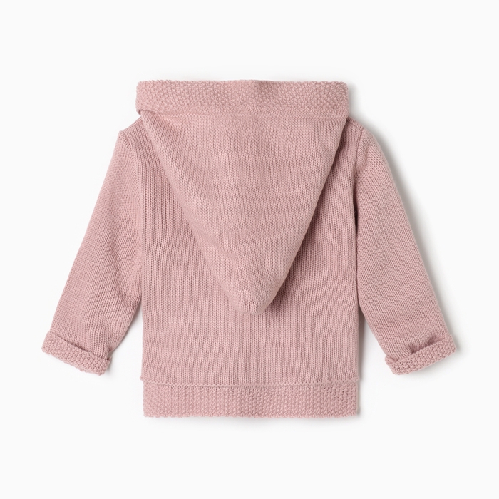 Джемпер вязаный Крошка Я с капюшоном рост 68-74 см, розовый