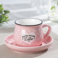 Кофейная пара керамическая «Уютный дом», 2 предмета: чашка 180 мл, блюдце d=12,5 см, цвет МИКС Кофейная пара керамическая «Уютный дом», 2 предмета: чашка 180 мл, блюдце d=12,5 см, цвет МИКС