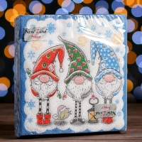 Новый год. Салфетки бумажные New Line Fresco &laquo;Новогодние гномы&raquo;, 33х33 см, 2 слоя