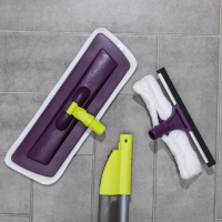 Швабра для мытья пола с распылителем Доляна, насадка из микрофибры 38&times;10 см, дополнительная насадка для мойки стёкол, ручка 120 см