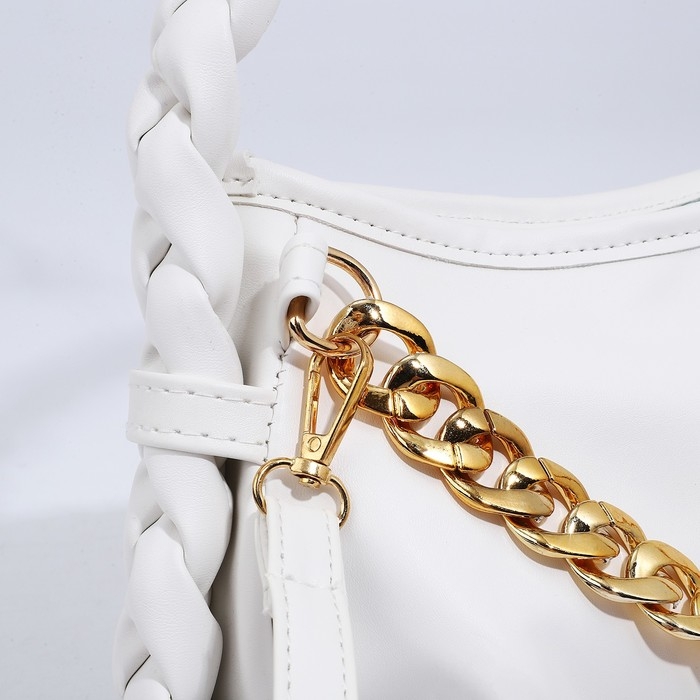 Сумка-багет на молнии, цвет белый