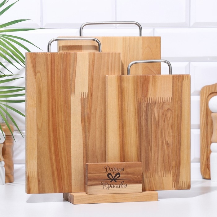 Набор досок разделочных Набор досок разделочных "Прямоугольник" 3 шт. метал.ручка 34х22х1,8;31х20х1,8;26х18х1,8 см