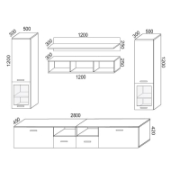Гостиная Жак, 2800х450х2200, Черный глянец МДФ/ Белый ЛДСП Гостиная Жак, 2800х450х2200, Черный глянец МДФ/ Белый ЛДСП