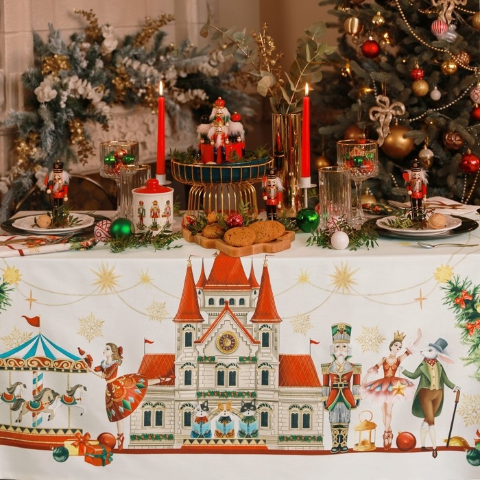 Скатерть Этель &laquo;Щелкунчик&raquo;, 150х180 см, с ВГМО, 100% хл, саржа 190 г/м2