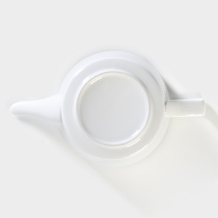 Набор фарфоровый чайный на бамбуковой подставке Доляна &laquo;Эстет&raquo;, 5 предметов: чайник 800 мл, 4 кружки 220 мл, цвет белый