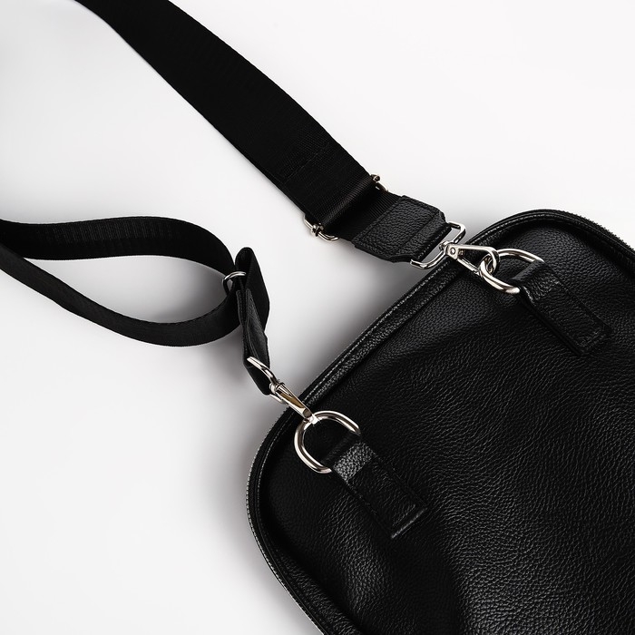 Сумка мужская через плечо TEXTURA, искусственная кожа, цвет чёрный