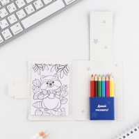 Подарочный набор в открытке: отрывной блок с заданиями и карандаши &laquo;Енот&raquo;