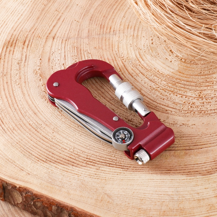 Нож складной 3в1 Нож складной 3в1 "Карабин" 15см, клинок 61мм/2мм, с компасом и фонариком