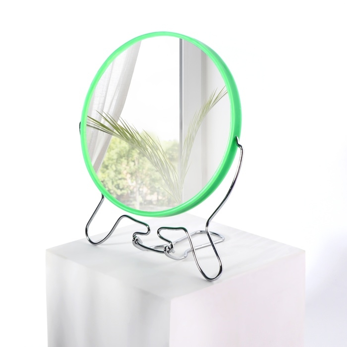Зеркало настольное - подвесное «Круг», двустороннее, с увеличением, d зеркальной поверхности 14,5 см, цвет зелёный Зеркало настольное - подвесное «Круг», двустороннее, с увеличением, d зеркальной поверхности 14,5 см, цвет зелёный