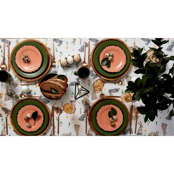 Скатерть пасхальная, Доляна Fluffy bunnies 180х144 см, 100% хлопок, 164 г/м2