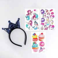 Набор детских татуировок &laquo;Милая русалочка&raquo;, тату &mdash; 25 шт., с ободком, 3+