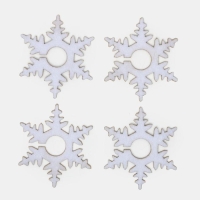 Новый год. Набор для декора бокалов "Снежинка", 4 шт, цв.серебро, 6,5 см, 100% п/э, фетр Новый год. Набор для декора бокалов "Снежинка", 4 шт, цв.серебро, 6,5 см, 100% п/э, фетр