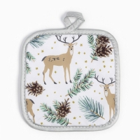 Новый год. Куханный набор 2 празмер Доляна Олени прихватка 17*17 см, варежка 26*16 см,100% п/э Новый год. Куханный набор 2 празмер Доляна Олени прихватка 17*17 см, варежка 26*16 см,100% п/э