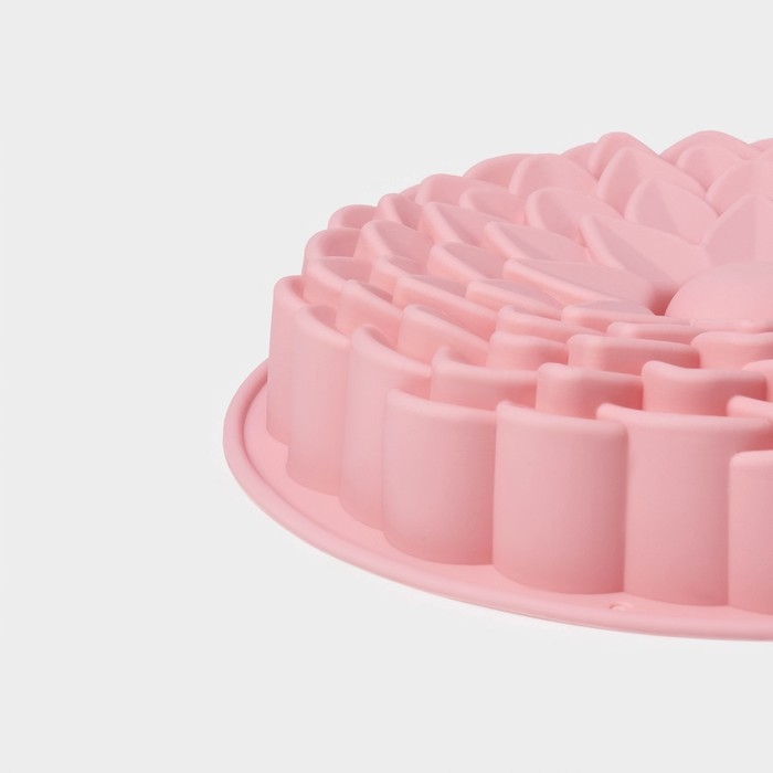 Форма для выпечки Доляна «Хризантема», силикон, d=22 см, цвет розовый Форма для выпечки Доляна «Хризантема», силикон, d=22 см, цвет розовый