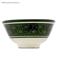 Пиала чайная Риштанская керамика "Узоры" большая, зелёная, 11 см Пиала чайная Риштанская керамика "Узоры" большая, зелёная, 11 см