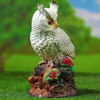 Садовая фигура "Сова с букетом роз" белая, 26см Садовая фигура "Сова с букетом роз" белая, 26см