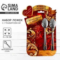 Ложки с гравировкой, набор 2 шт  &laquo;Бабушке и дедушке&raquo;, 15,5 х 25,5 см.