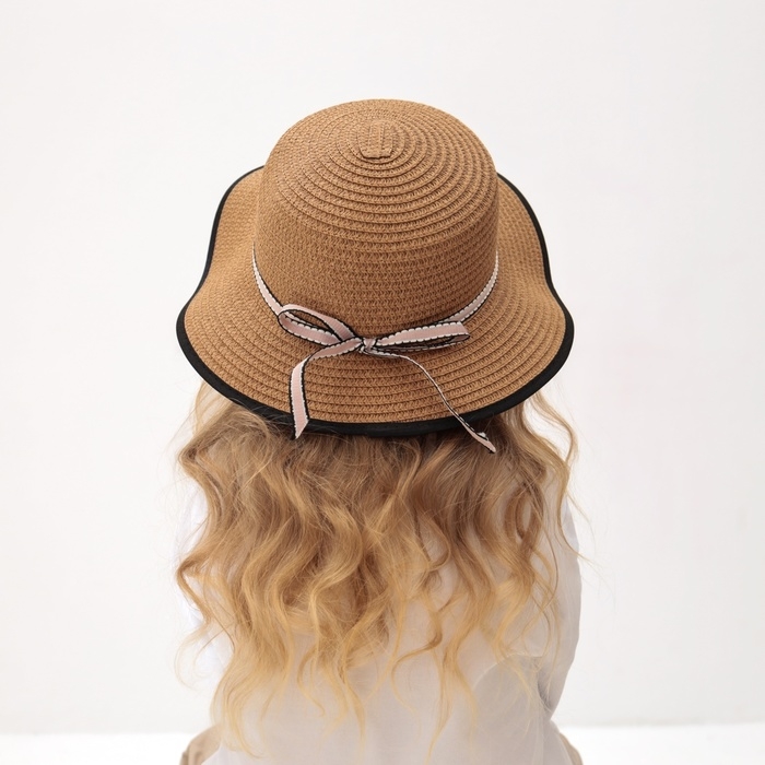 Шляпа для девочки MINAKU Шляпа для девочки MINAKU "Леди", размер 52-54, цвет бежевый