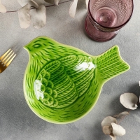 Салатник керамический &laquo;Птица&raquo;, 22&times;18 см, цвет зелёный