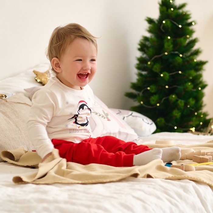 Комплект: джемпер и брюки Крошка Я &laquo;Новогодние зверята&raquo;, рост 62-68 см, цвет красный/белый