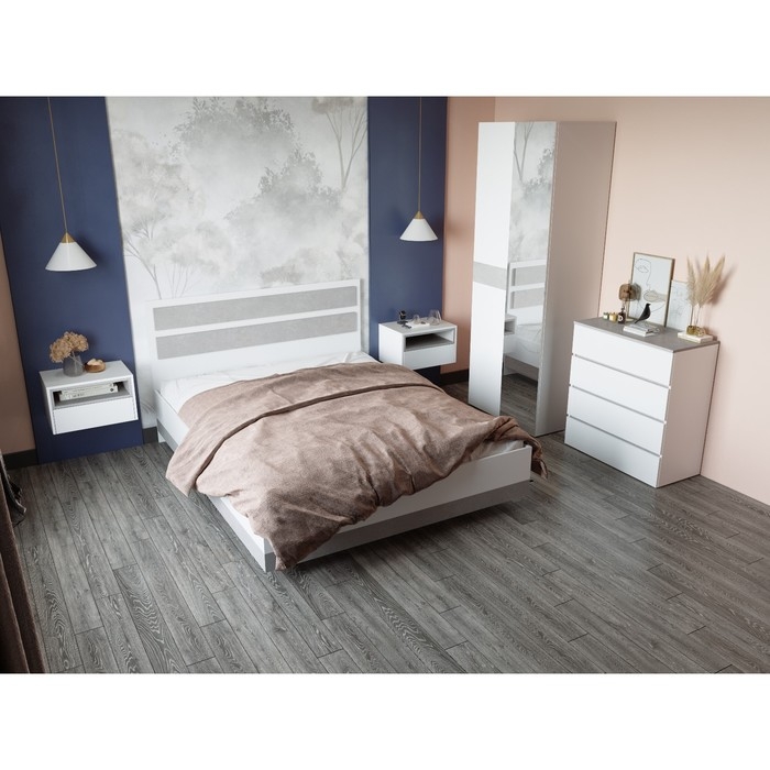 Кровать парящая Кровать парящая "Мечта", с/м 1600х2000, Белый/Бетон