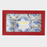 Сервиз чайный фарфоровый Доляна &laquo;Аззурро&raquo;, 12 предметов: 6 чашек 240 мл, 6 блюдец d=15,2 см, цвет белый