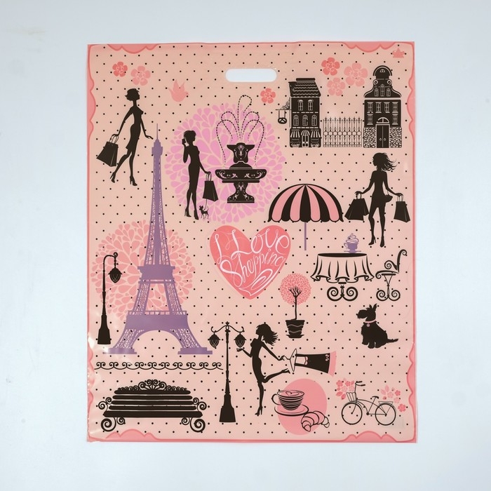 Пакет Пакет "Французский бутик", полиэтиленовый с вырубной ручкой, 50х60 см,100 мкм