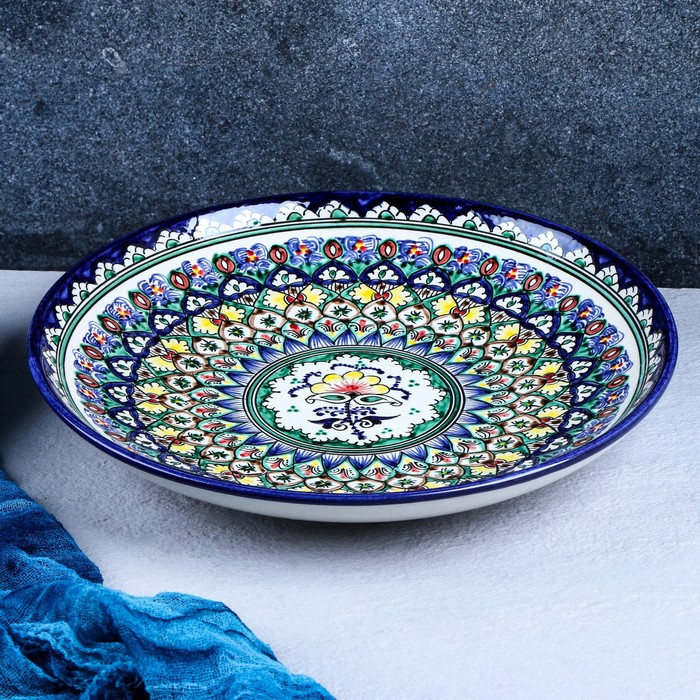 Ляган Риштанская Керамика Ляган Риштанская Керамика "Узоры", 32 см, синий