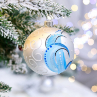 Ёлочная игрушка Шар &laquo;Дед Мороз и Снегурка&raquo;, 80 мм, ручная роспись, стекло