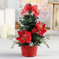 Ёлка декор "Снежная" 20 см, красный Ёлка декор "Снежная" 20 см, красный