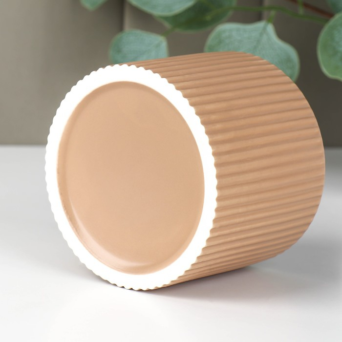 Банка для хранения сыпучих продуктов &laquo;Дымка&raquo;, 0,85 мл, 12&times;10 см, с бамбуковой крышкой, керамическая, цвет бежевый