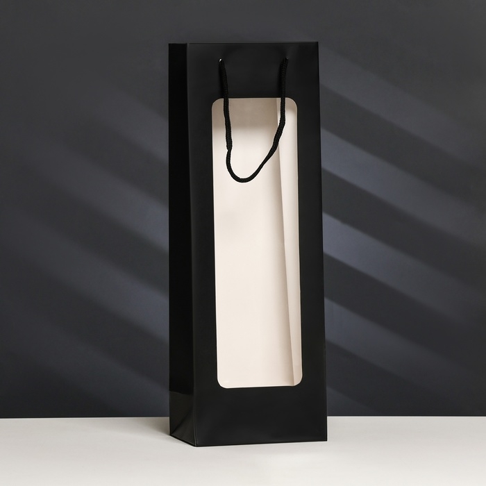 Пакет-переноска для цветов с PVC окном 12,5 &times; 8,5 &times; 36 см, черный