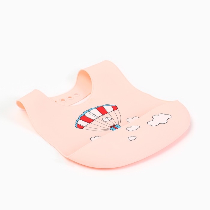 Нагрудник силиконовый "Воздушный шар", цвет розовый