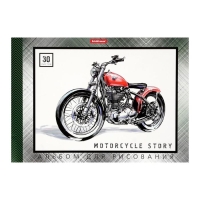 Альбом для рисования А4, 30 листов, блок 120 г/м&sup2;, на клею, Erich Krause "Motorcycle Story", 100% белизна, твердая подложка