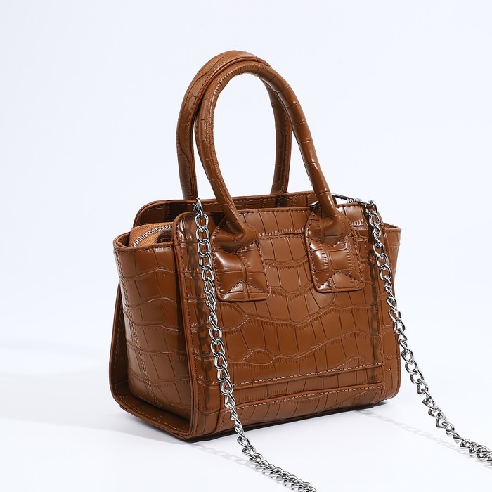 Сумка женская тоут на молнии, цвет коричневый Сумка женская тоут на молнии, цвет коричневый