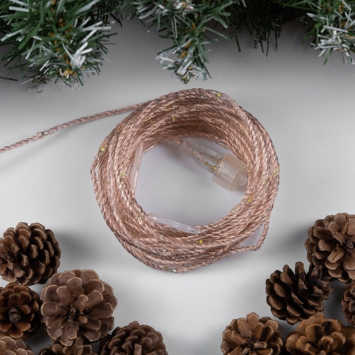 Гирлянда «Нить» 10 м роса, IP44, медная нить, 100 LED, свечение белое, мерцание, 220 В Гирлянда «Нить» 10 м роса, IP44, медная нить, 100 LED, свечение белое, мерцание, 220 В