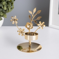 Подсвечник на 1 свечу металл d=4 см "Весенние цветы" золото 7,7х11,8х12,5 см Подсвечник на 1 свечу металл d=4 см "Весенние цветы" золото 7,7х11,8х12,5 см