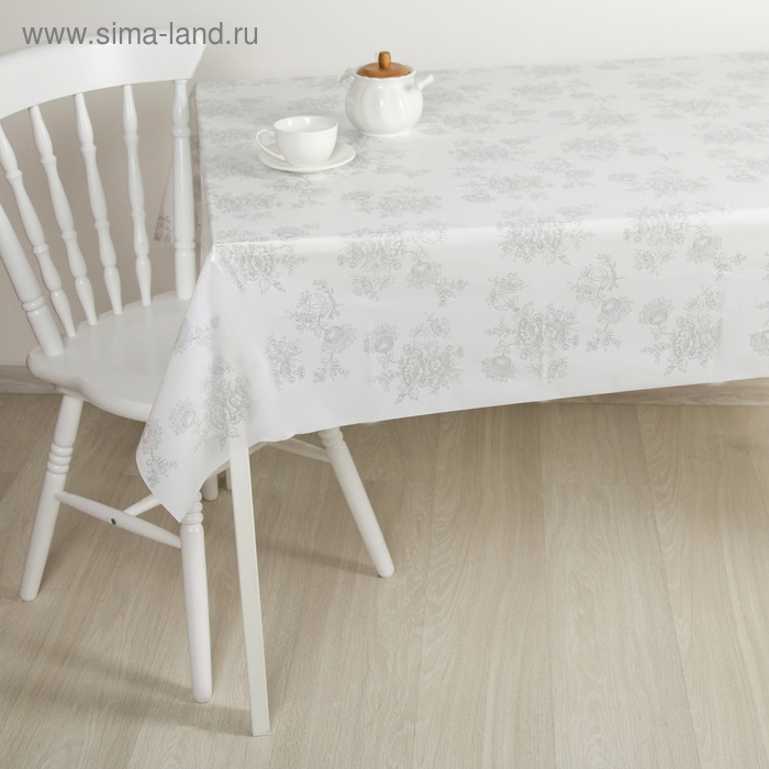 Скатерть без основы многоразовая &laquo;Гжель&raquo;, 120&times;180 см, цвет серебряный