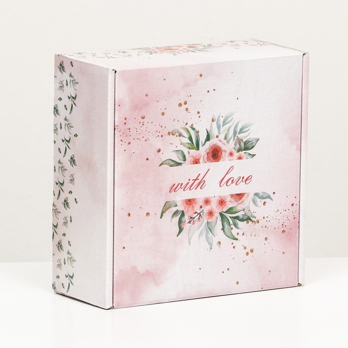 Коробка самосборная, без окна Коробка самосборная, без окна "With Love" 19 х 19 х 9 см набор 5 шт