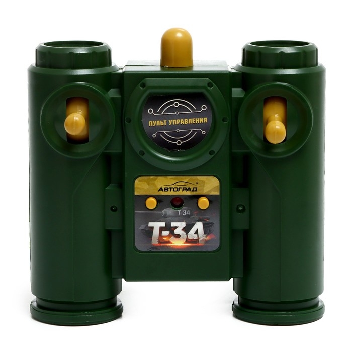 Танк &laquo;Т34&raquo;, радиоуправляемый, в комплекте бункер и бинокль, световые и звуковые эффекты, работает от аккумулятора, цвет зелёный