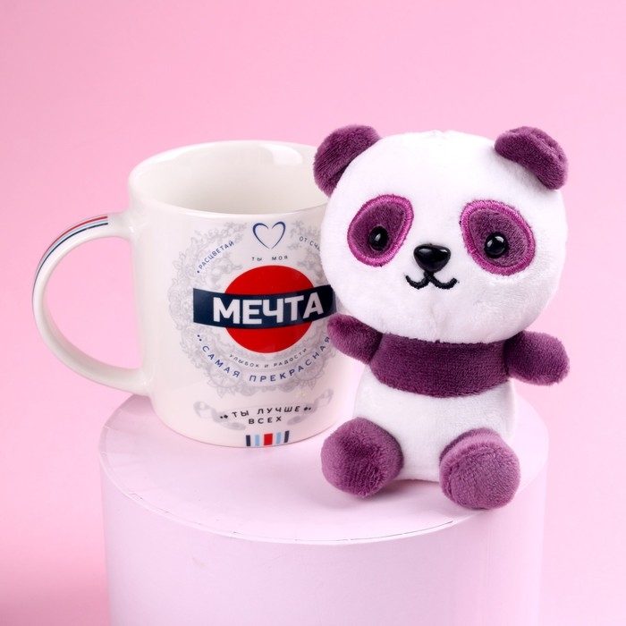 Набор &laquo;Мечта&raquo;, мягкая игрушка в кружке, панда, цвета МИКС