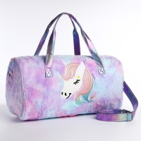 Сумка детская спортивная плюшевая для девочки &laquo;Радужный единорог&raquo; сиреневый