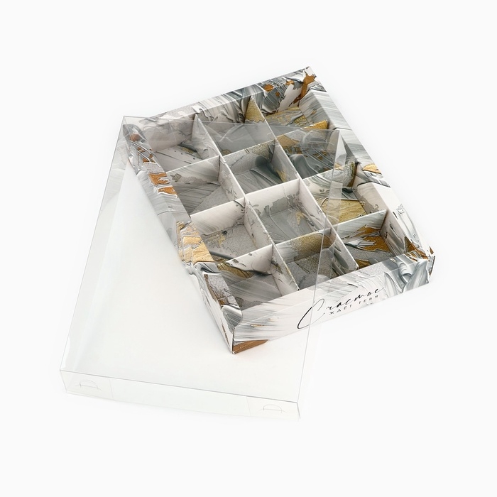 Коробка под 12 конфет с ячейками &laquo;Счастье ждёт тебя&raquo;, 14.5 х 18.5 х 3 см