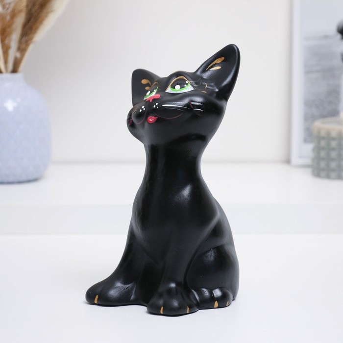 Копилка "Кот Оскар" чёрный, 12х13х23см