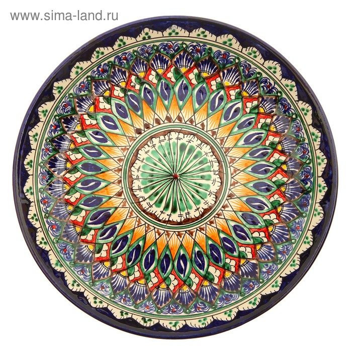 Ляган Риштанская Керамика Ляган Риштанская Керамика "Узоры", 25 см, синий