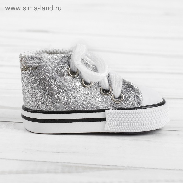 Кеды для кукол &laquo;Блёстки&raquo;, длина подошвы: 7,5 см, цвет серебряный