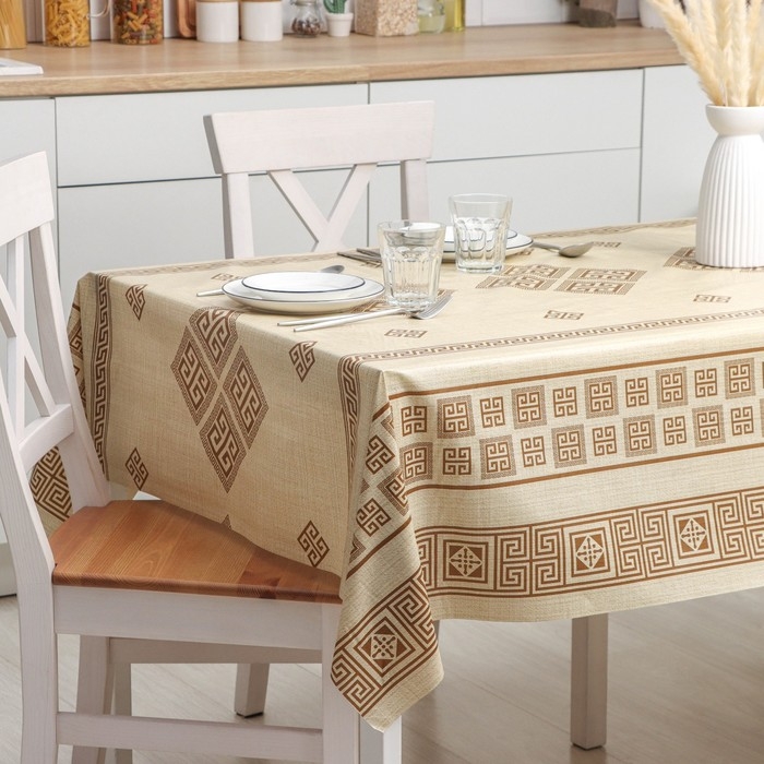 Клеёнка на стол на нетканой основе Доляна &laquo;Афины&raquo;, ширина 140 см, рулон 20 м, цвет коричневый