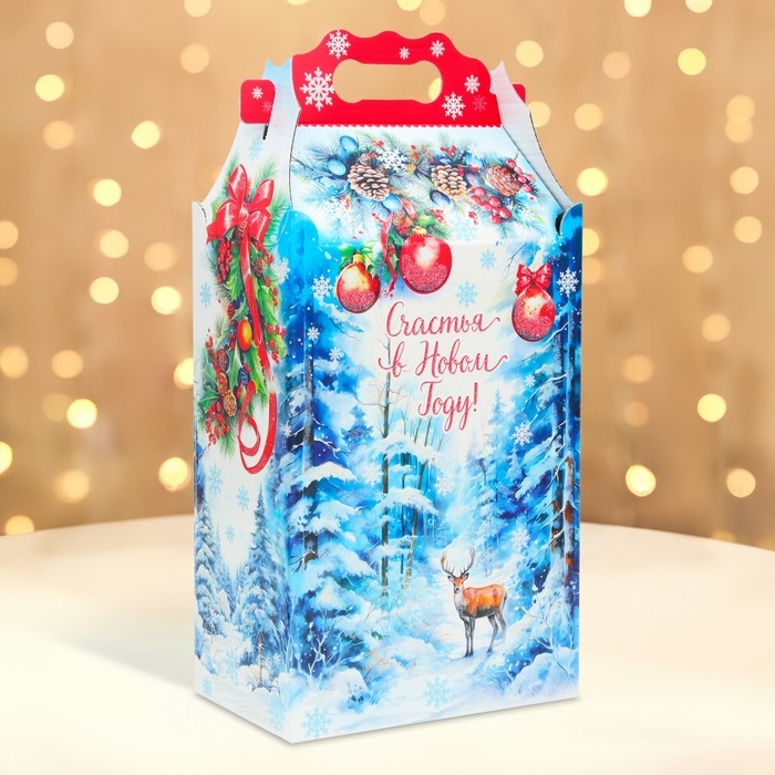 Новый год. Подарочная коробка Новогодняя Корпоратив Новый год. Подарочная коробка Новогодняя Корпоратив "Мечта" с анимацией 20,3 х 12,3 х 41 см.