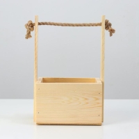 Кашпо деревянное, 15&times;12&times;8(25) см "С Любовью", ручка верёвка, гравировка